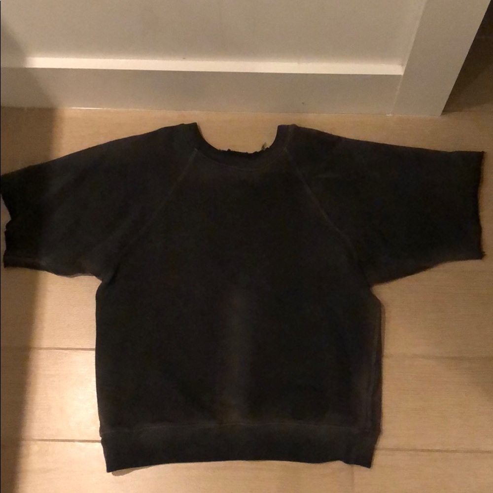 Short sleeve distressed sweatshirt